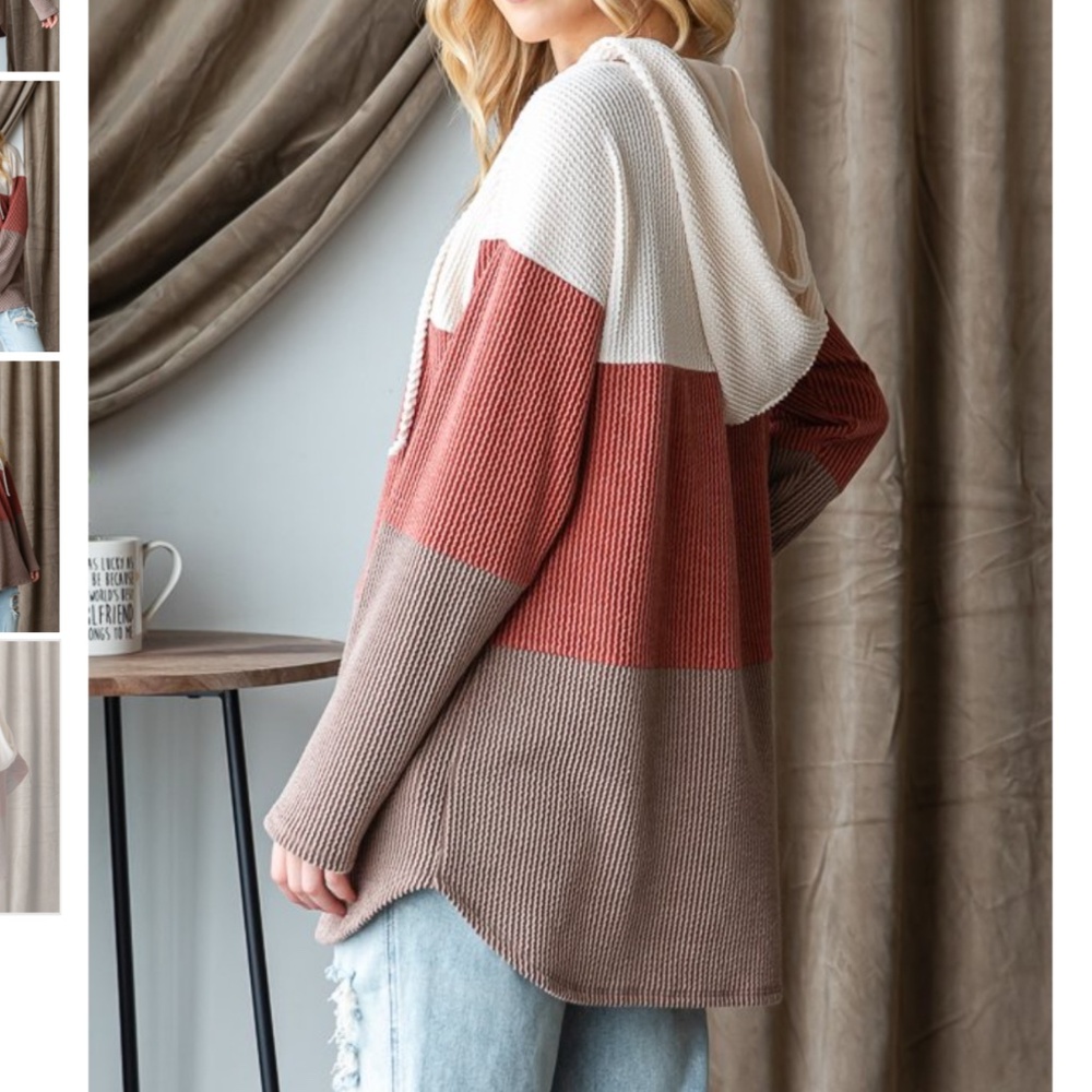 🌼 PLUS SIZE HEIMISH USA “ Sherry “ HEIMISH  Long Sleeve Ribbed Hoodie Top 74 - Picture 2 of 5